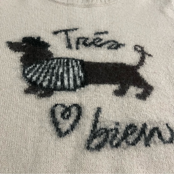 RARE MaxMara Weekend Alpaca wool Jumper Trés Bien Beige Jacquard Dog Sweater S - Picture 3 of 16